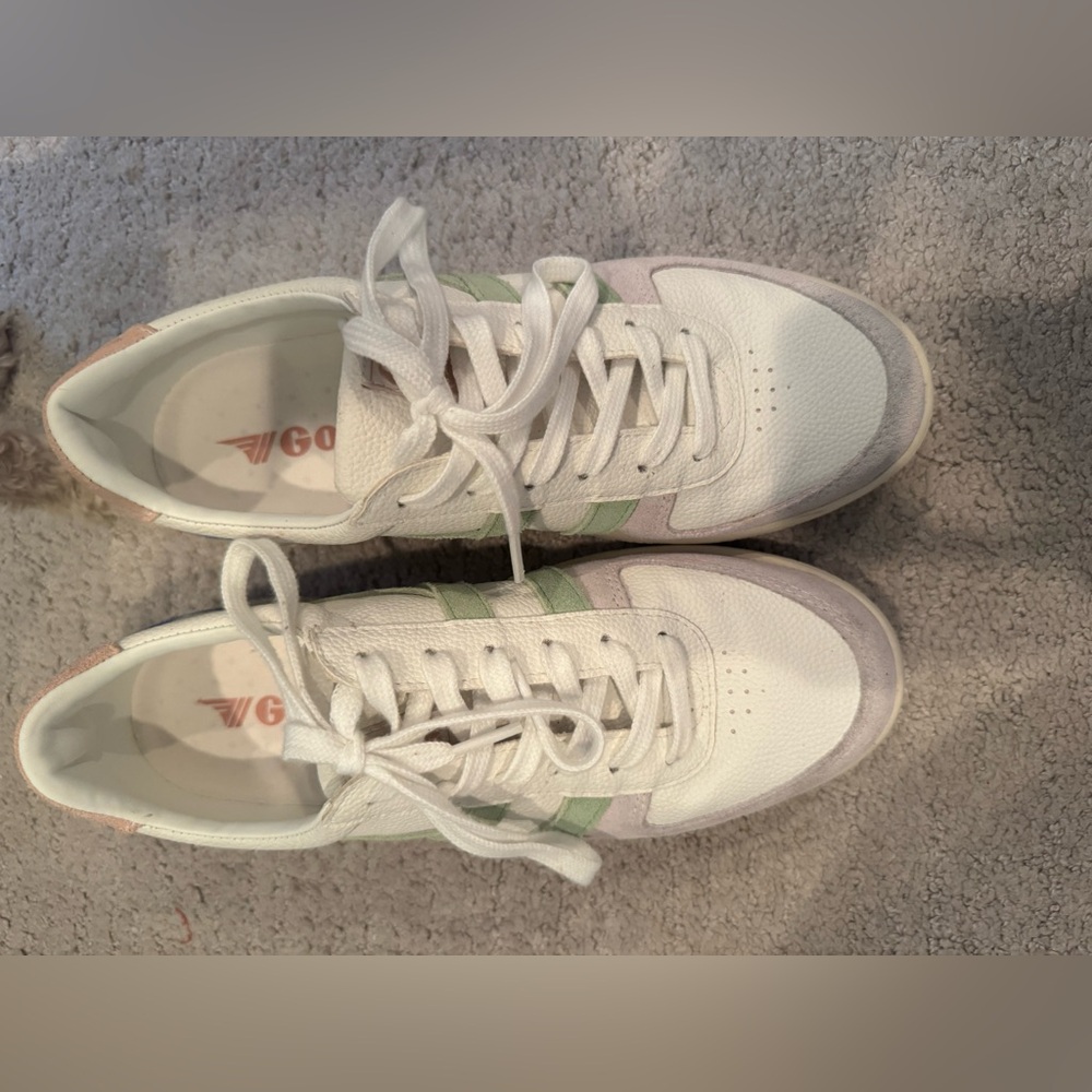 Gola White Sneakers with Pastel Green, Pink and Lavender Accents - Picture 3 of 4